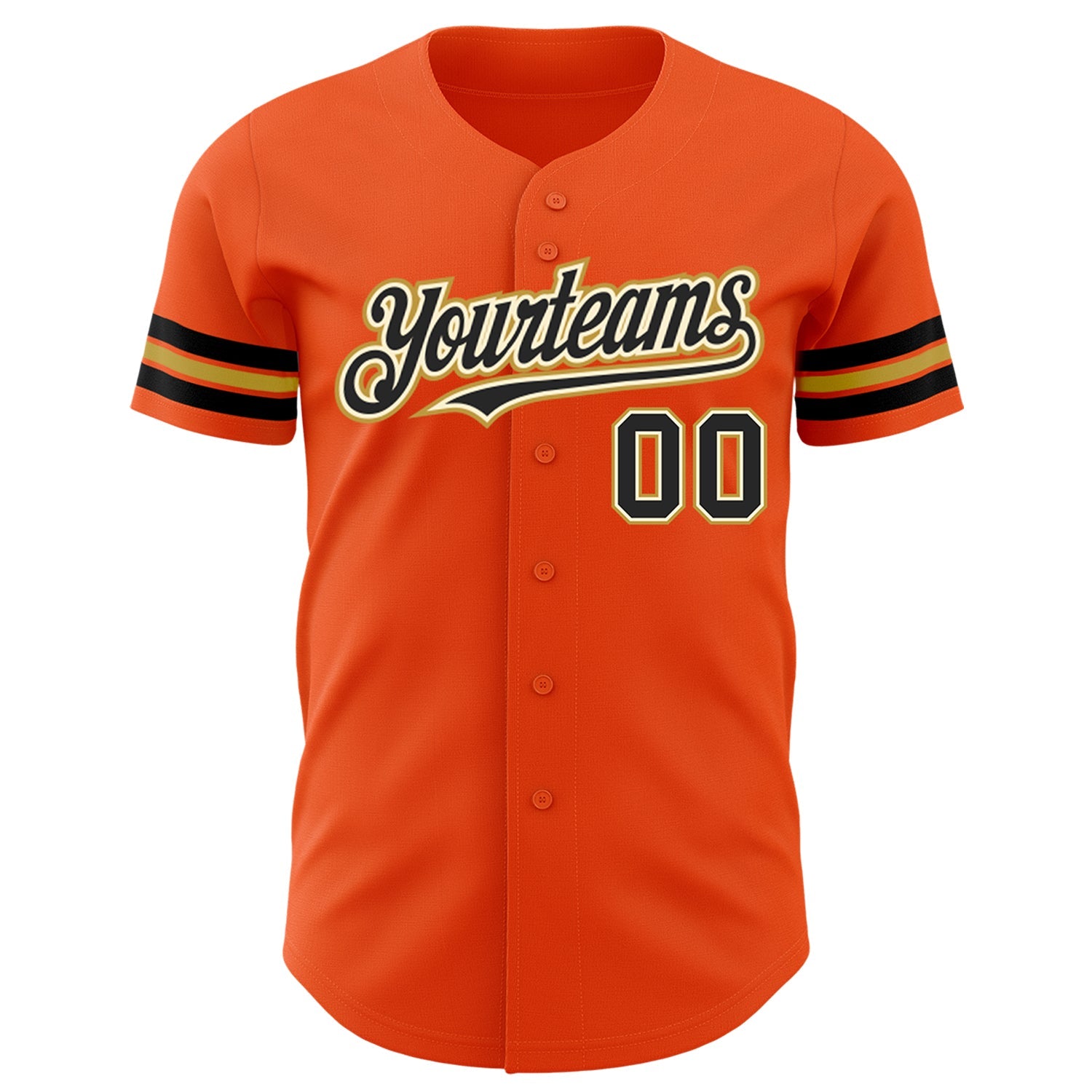 Custom Orange Black Cream-Old Gold Authentic Baseball Jersey view 2