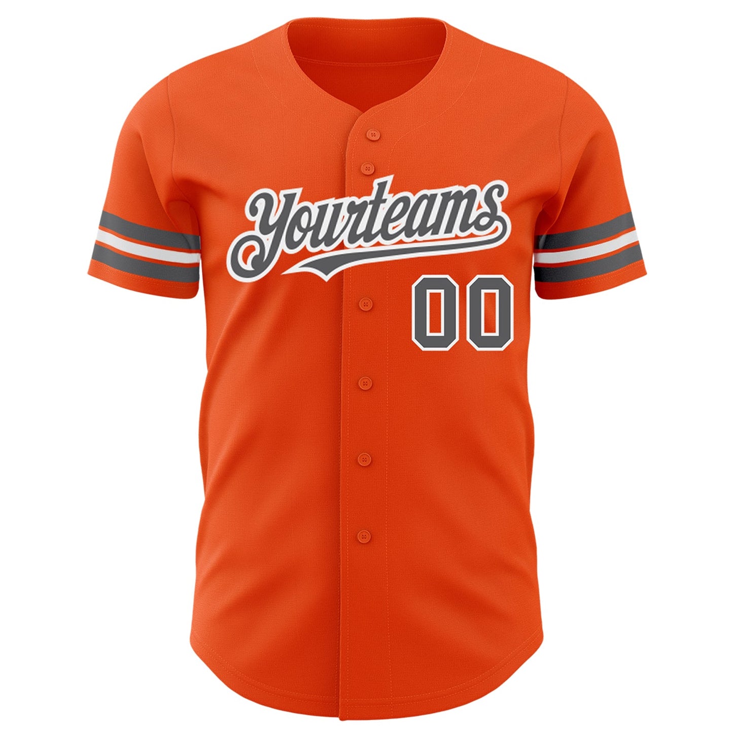 Custom Orange Steel Gray-White Authentic Baseball Jersey view 2