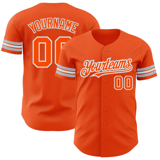 Custom Orange White-Gray Authentic Baseball Jersey - Main View
