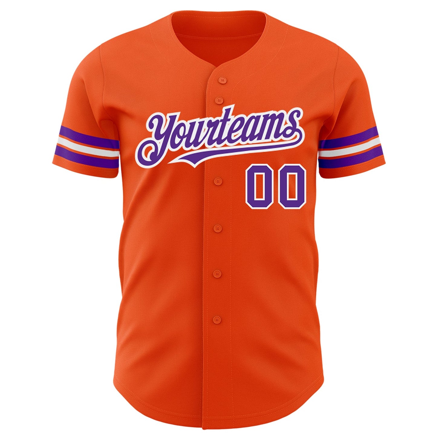 Custom Orange Purple-White Authentic Baseball Jersey view 2