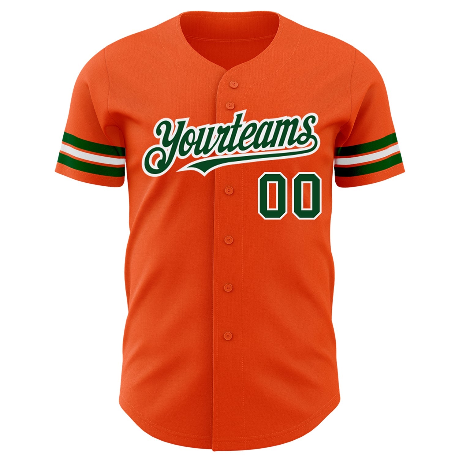 Custom Orange Green-White Authentic Baseball Jersey view 2