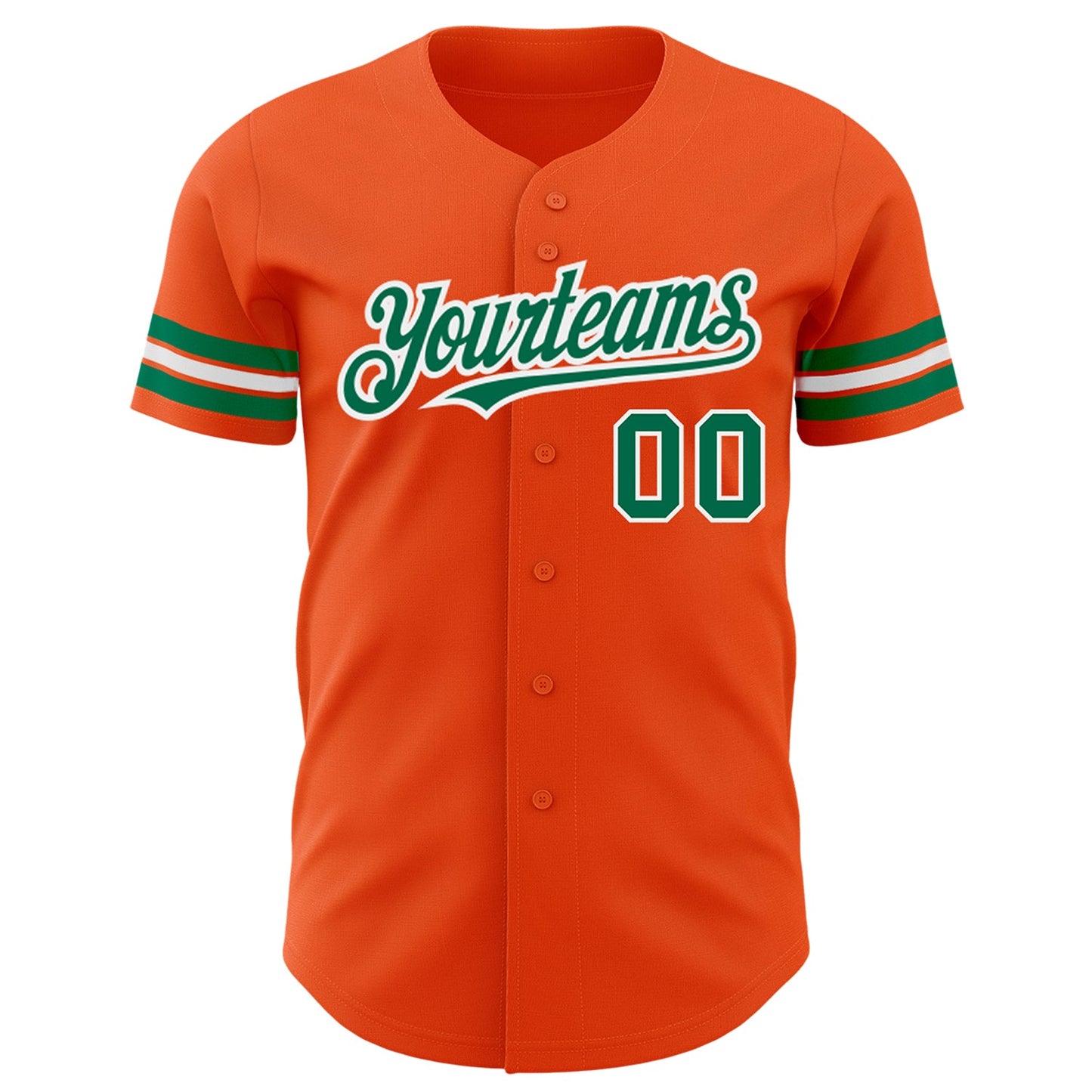 Custom Orange Kelly Green-White Authentic Baseball Jersey view 2