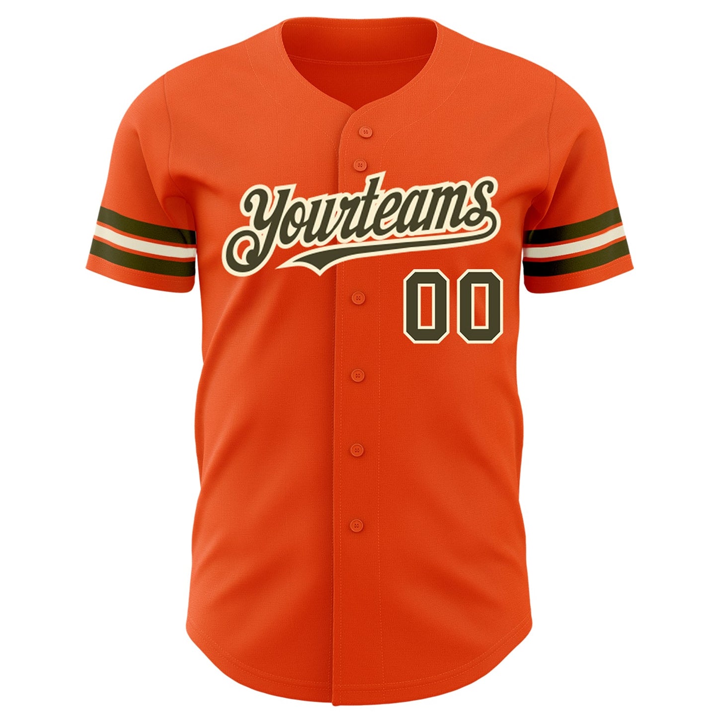 Custom Orange Olive-Cream Authentic Baseball Jersey view 2