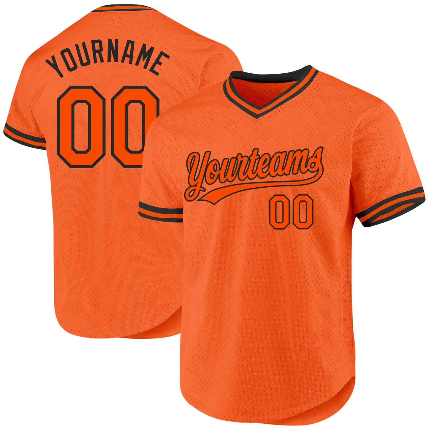 Custom Orange Black Authentic Throwback Baseball Jersey - Main View