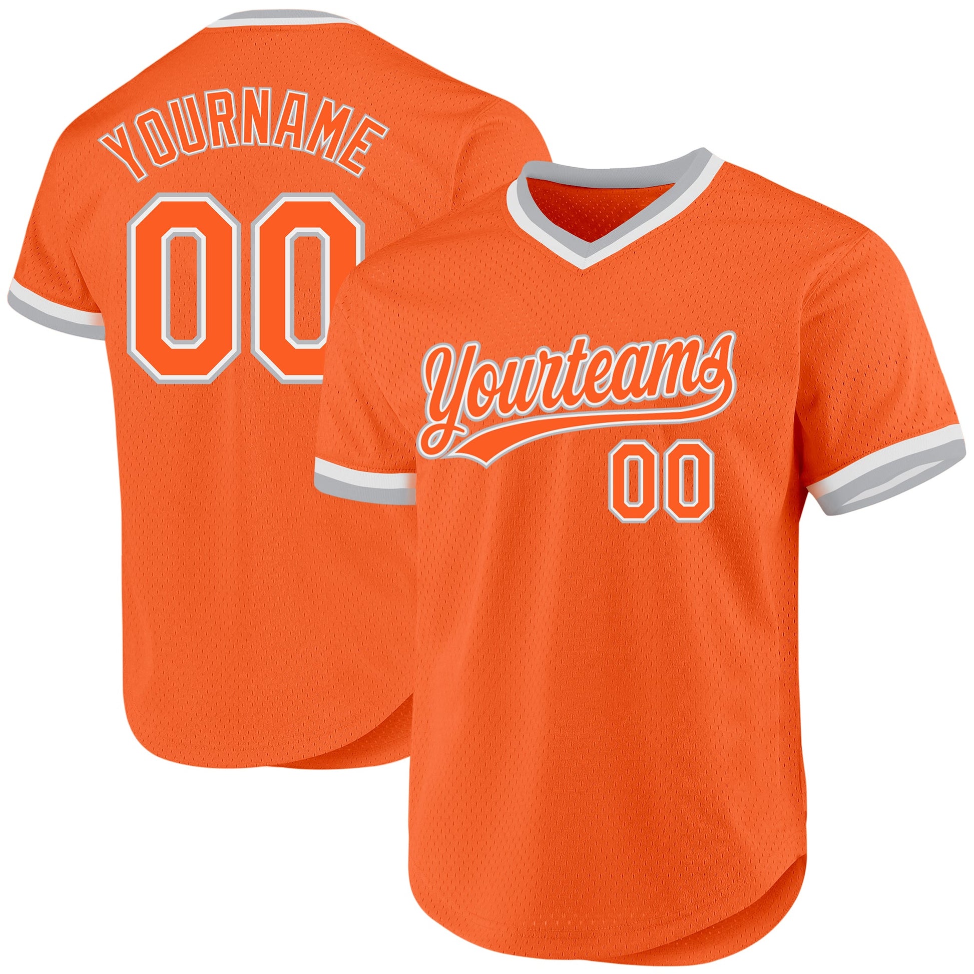 Custom Orange Gray-White Authentic Throwback Baseball Jersey - Main View