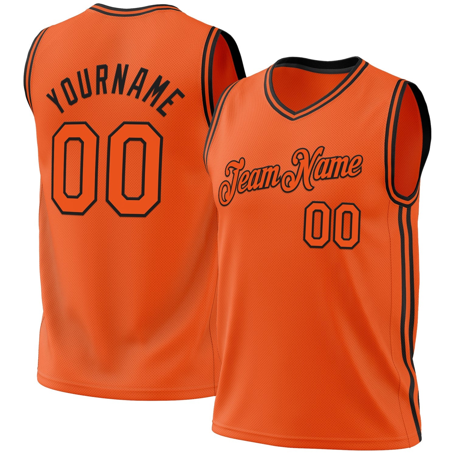 Custom Orange Black Authentic Throwback Basketball Jersey - Main View