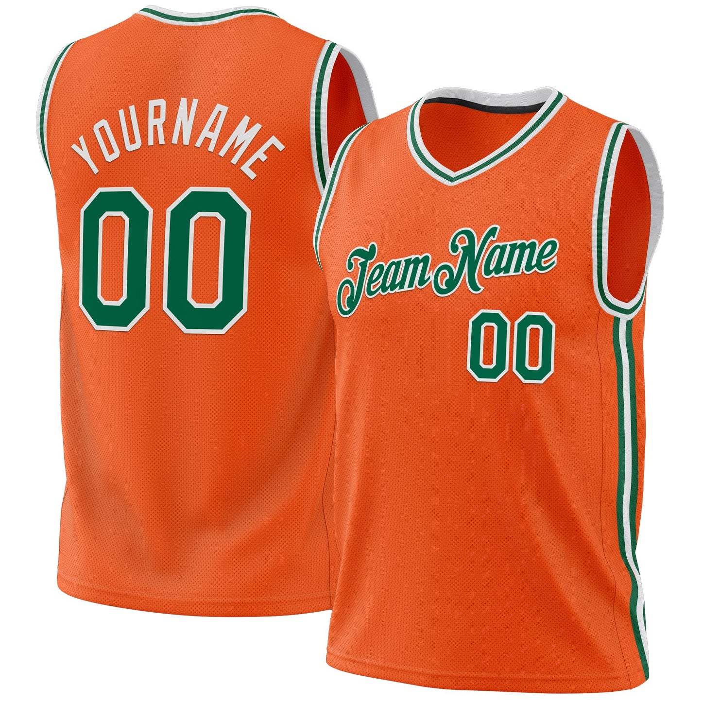 Custom Orange Kelly Green-White Authentic Throwback Basketball Jersey - Main View