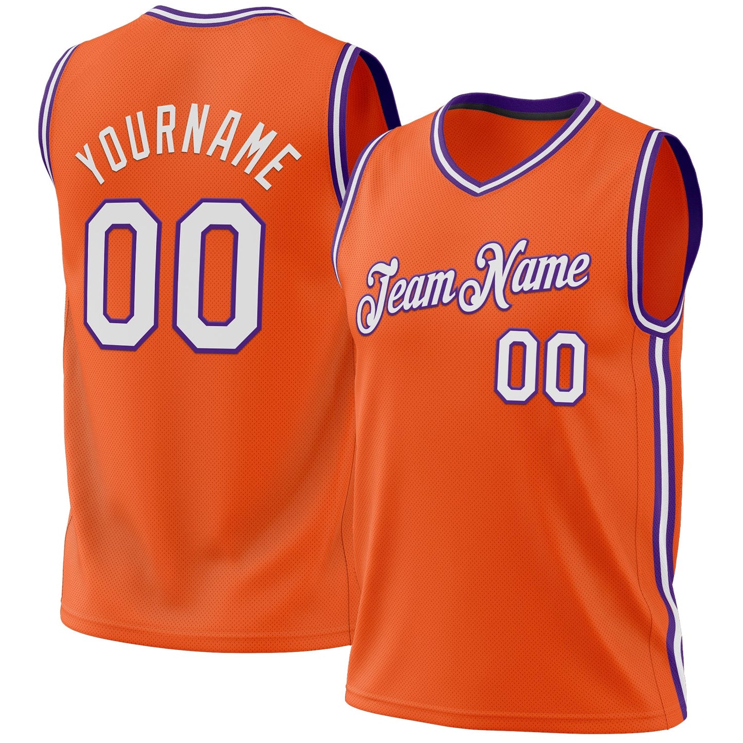 Custom Orange White-Purple Authentic Throwback Basketball Jersey - Main View