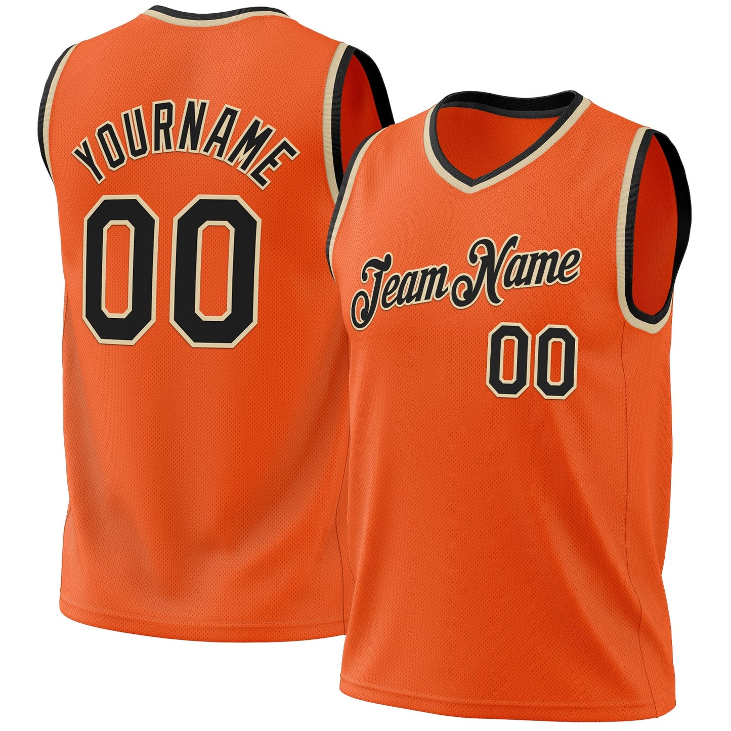 Custom Orange Black-Cream Authentic Throwback Basketball Jersey - Main View