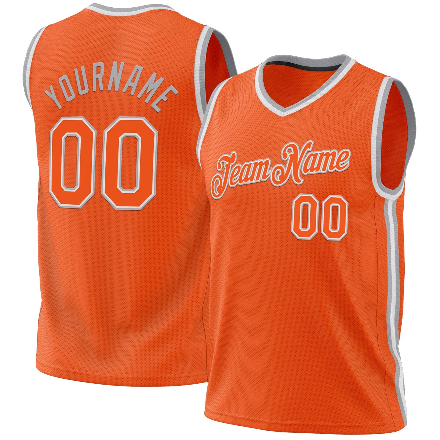 Custom Orange White-Gray Authentic Throwback Basketball Jersey - Main View
