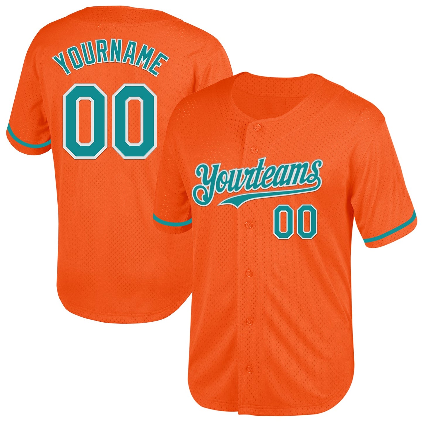 Custom Orange Teal-White Mesh Authentic Throwback Baseball Jersey - Main View