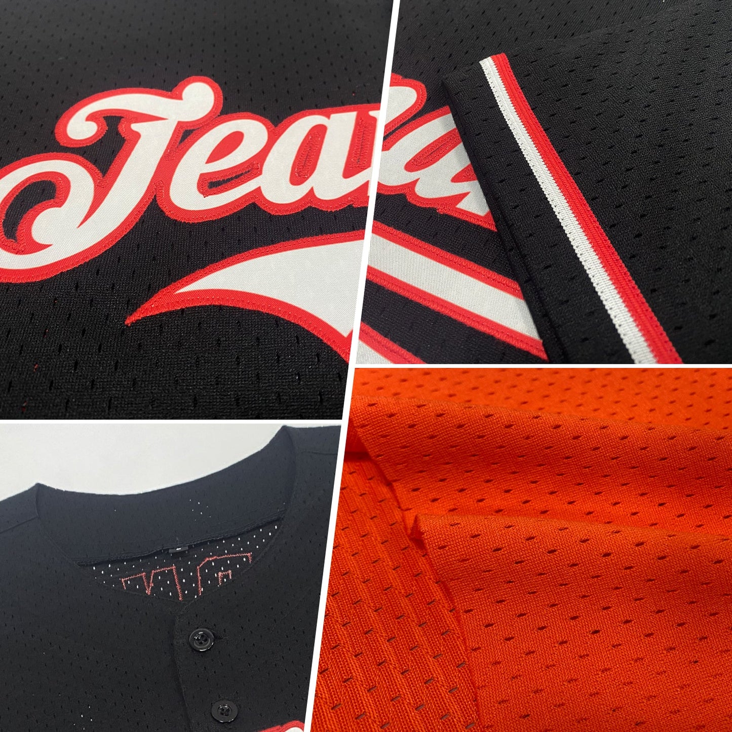 Custom Orange White-Navy Mesh Authentic Throwback Baseball Jersey view 2
