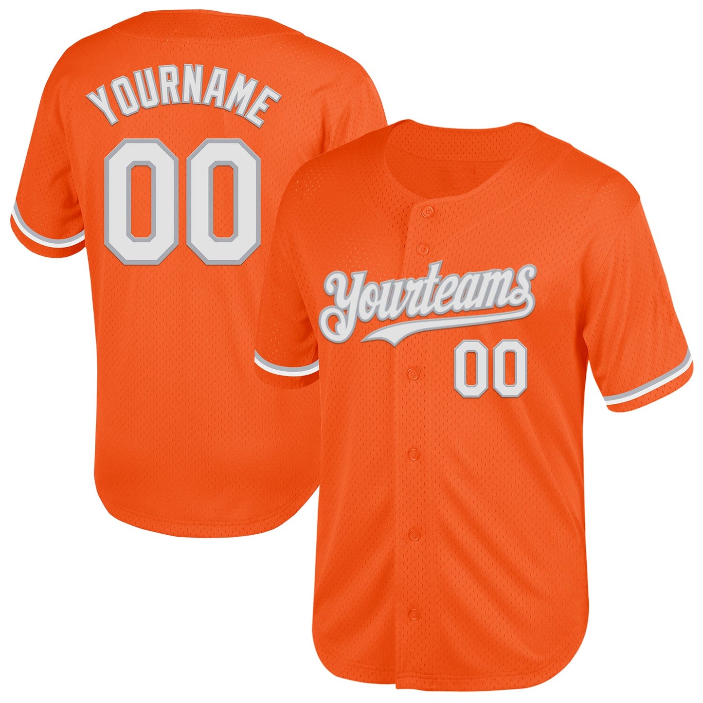 Custom Orange White-Gray Mesh Authentic Throwback Baseball Jersey - Main View