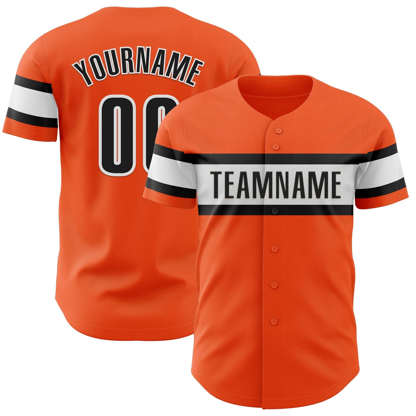 Custom Orange Black-White Authentic Baseball Jersey - Main View