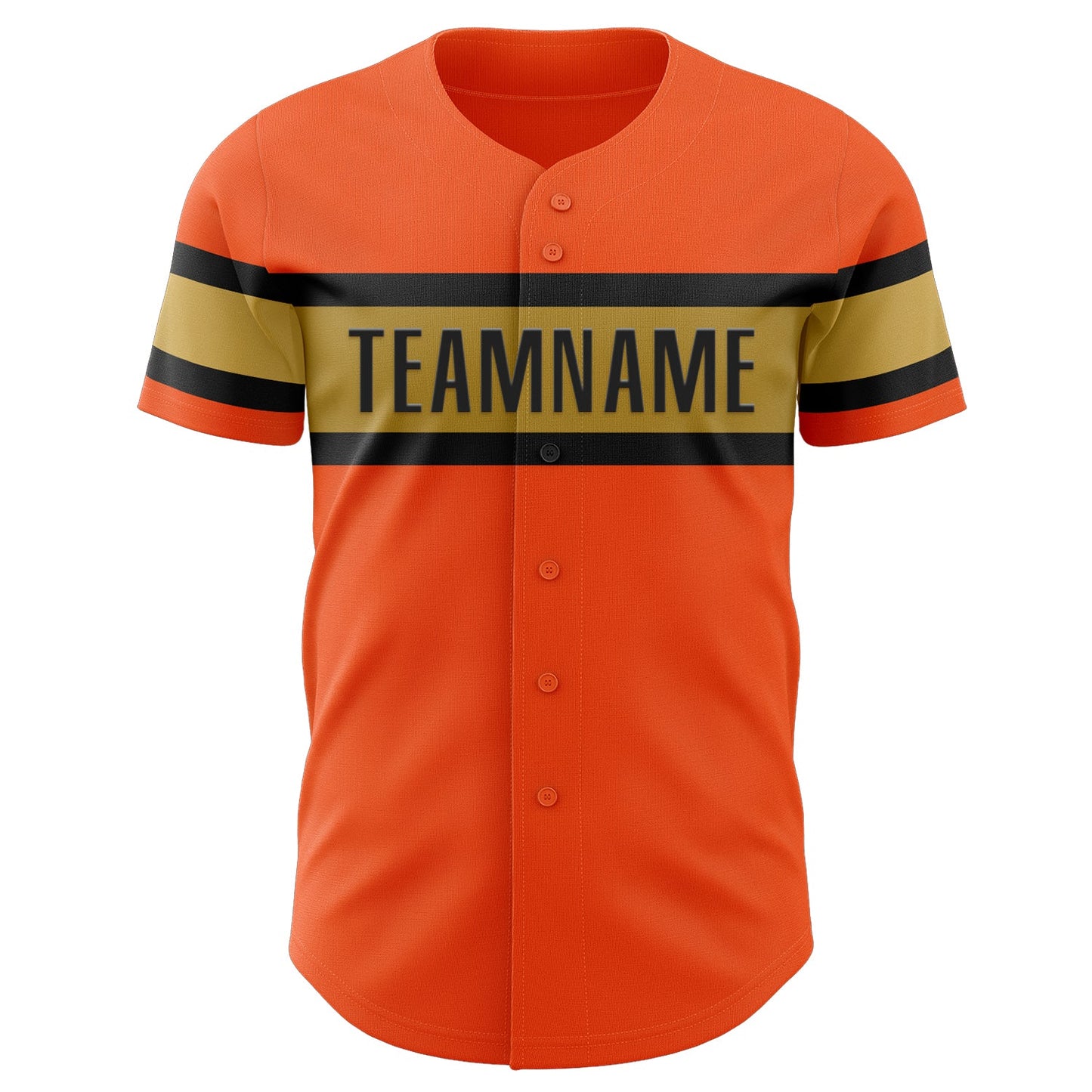 Custom Orange Black-Old Gold Authentic Baseball Jersey view 2