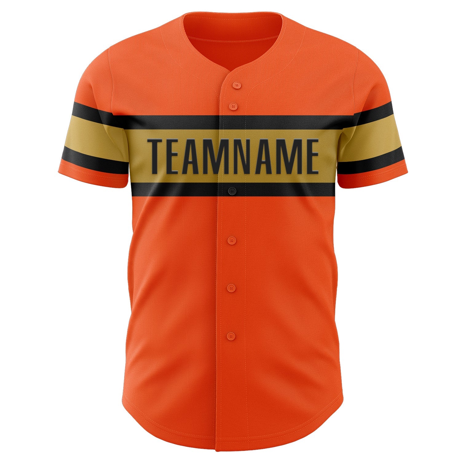 Custom Orange Black-Old Gold Authentic Baseball Jersey view 2