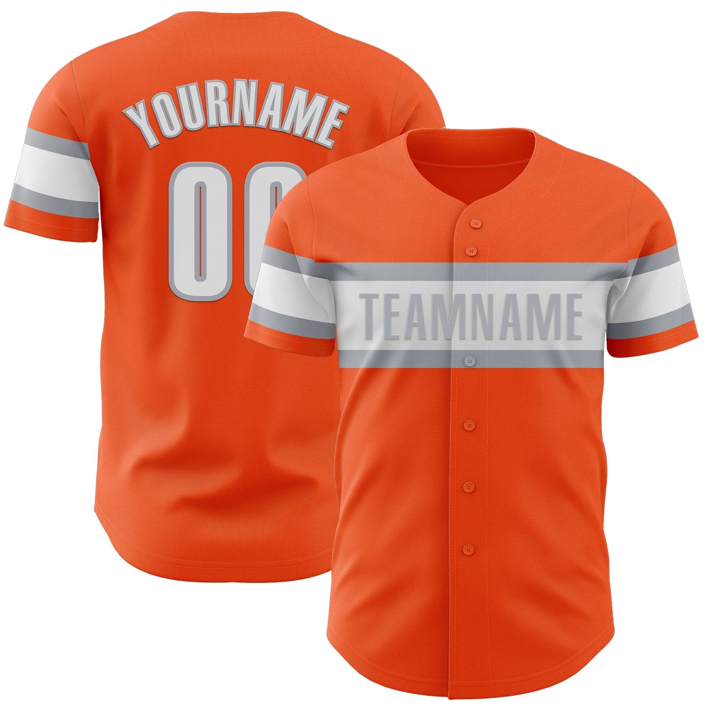 Custom Orange White-Gray Authentic Baseball Jersey - Main View