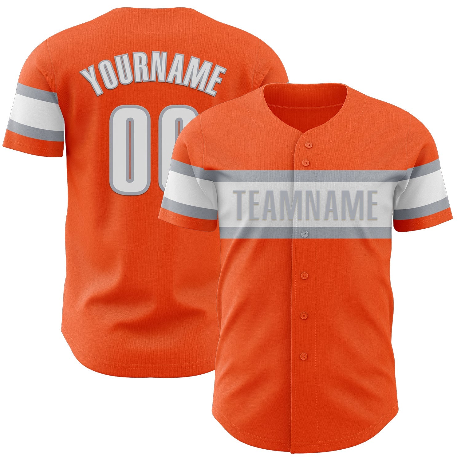 Custom Orange White-Gray Authentic Baseball Jersey - Main View