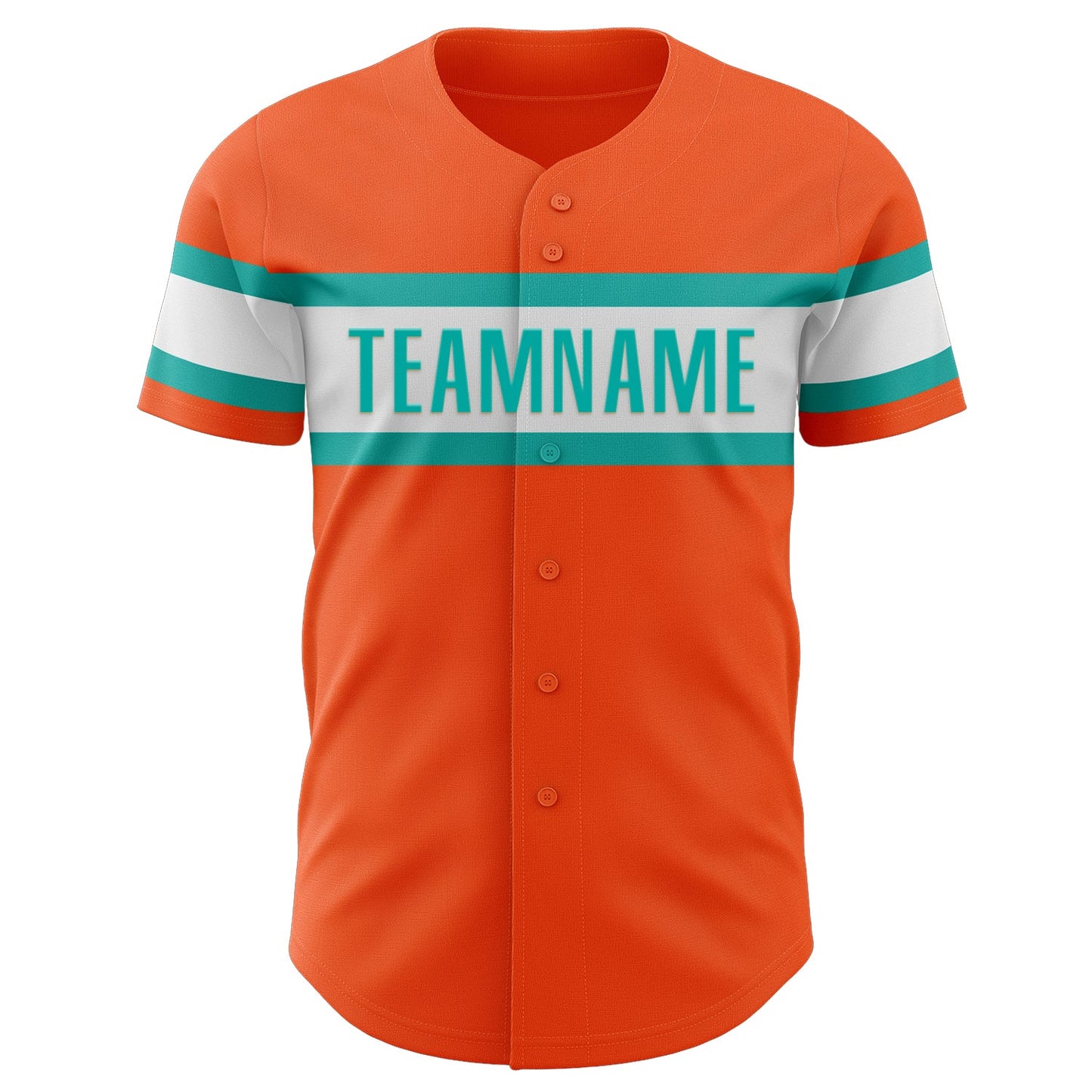 Custom Orange Aqua-White Authentic Baseball Jersey view 2