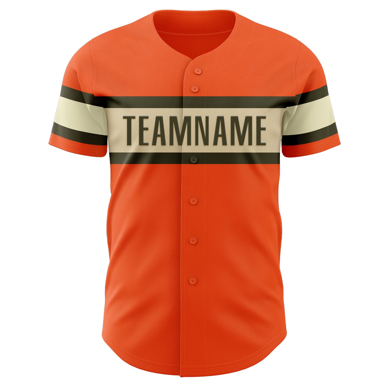 Custom Orange Olive-Cream Authentic Baseball Jersey view 2