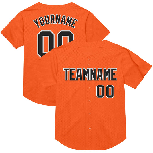 Custom Orange Black-White Mesh Authentic Throwback Baseball Jersey - Main View
