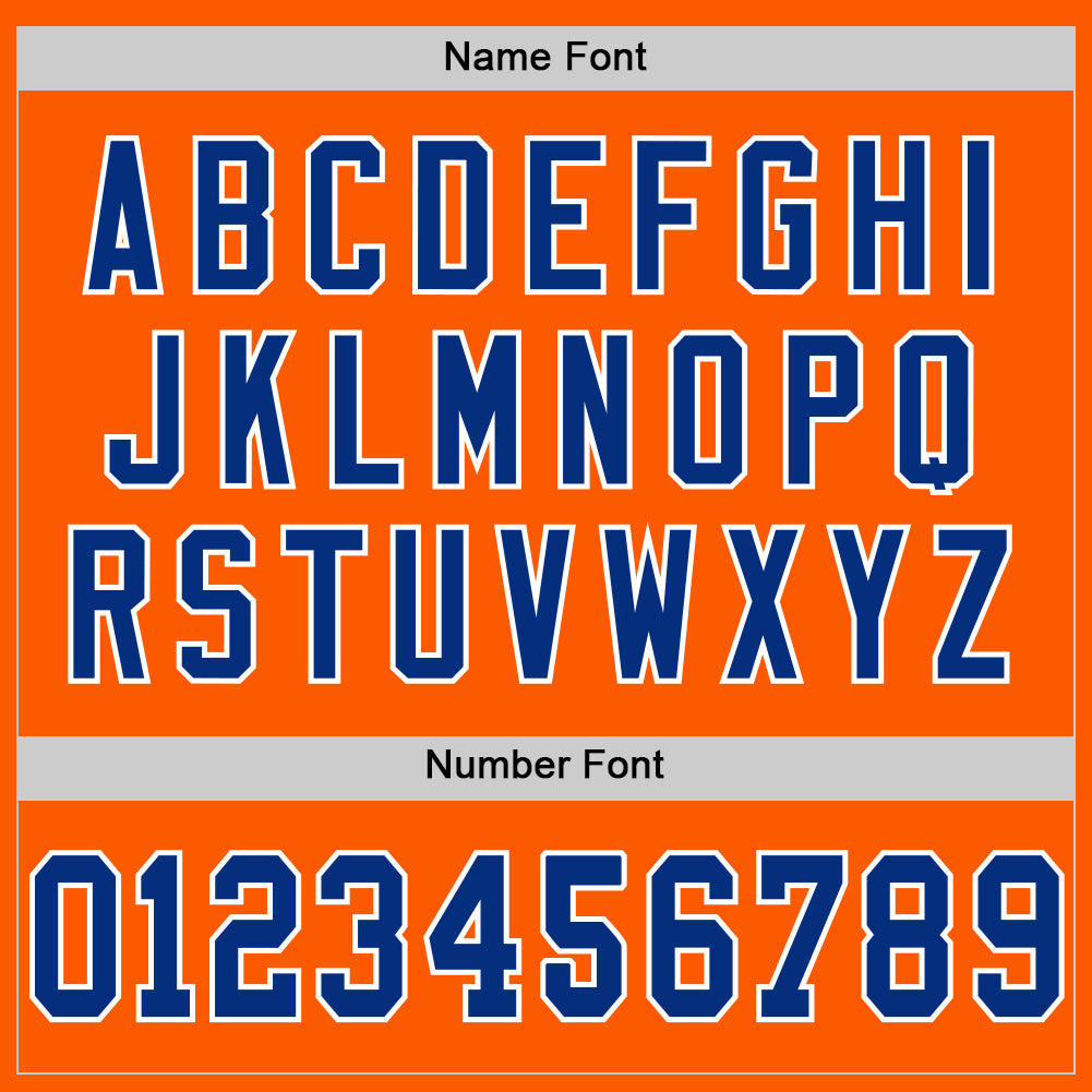 Custom Orange Royal-White Mesh Authentic Throwback Football Jersey view 4