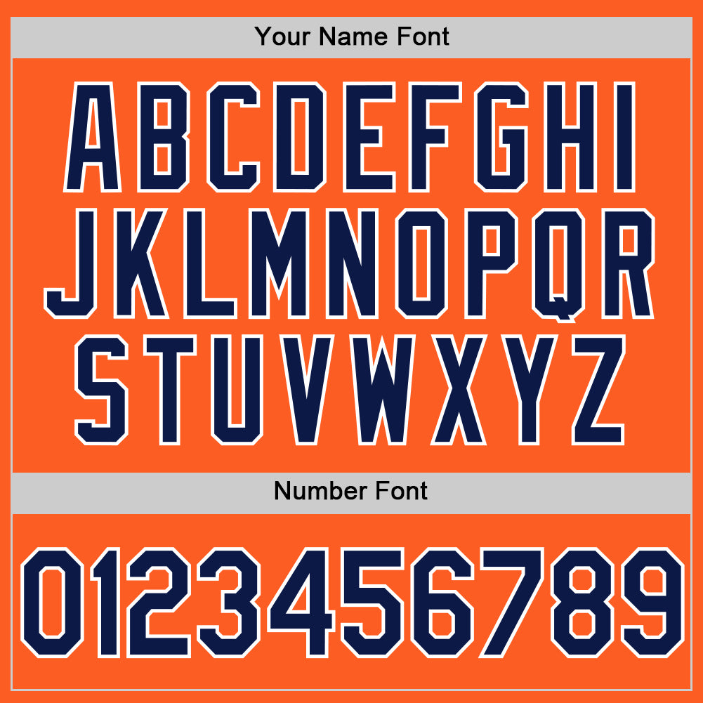 Custom Orange Navy-White Authentic Throwback Baseball Jersey view 5