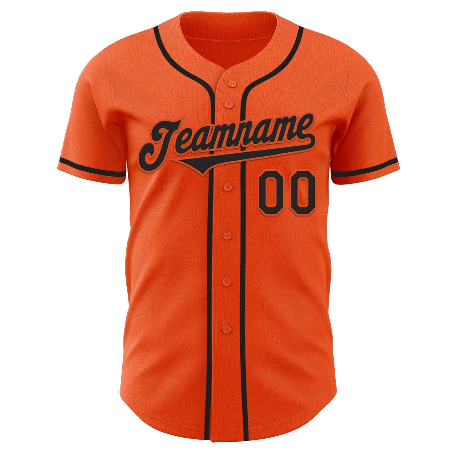 Custom Orange Black Authentic Baseball Jersey view 2