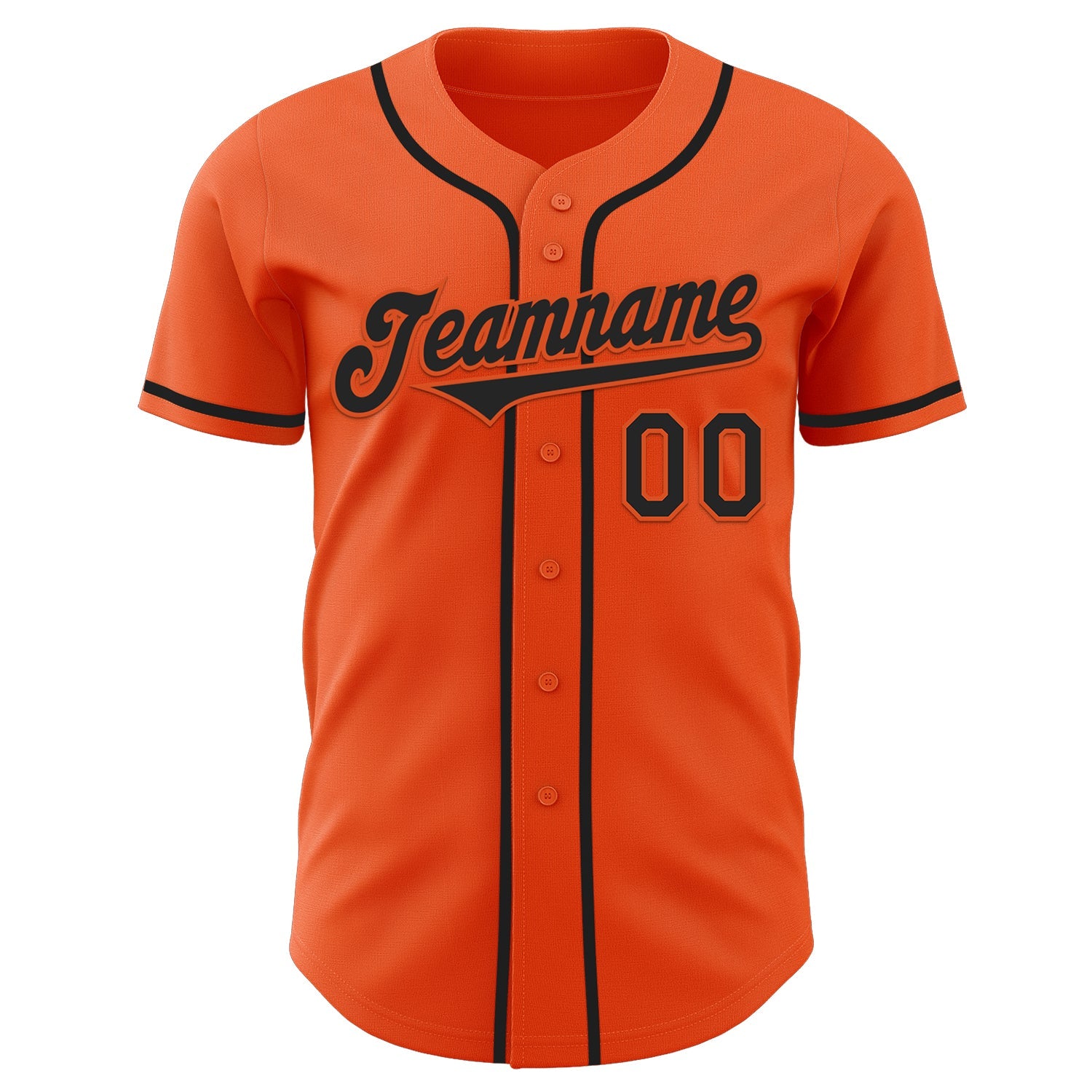 Custom Orange Black Authentic Baseball Jersey view 2