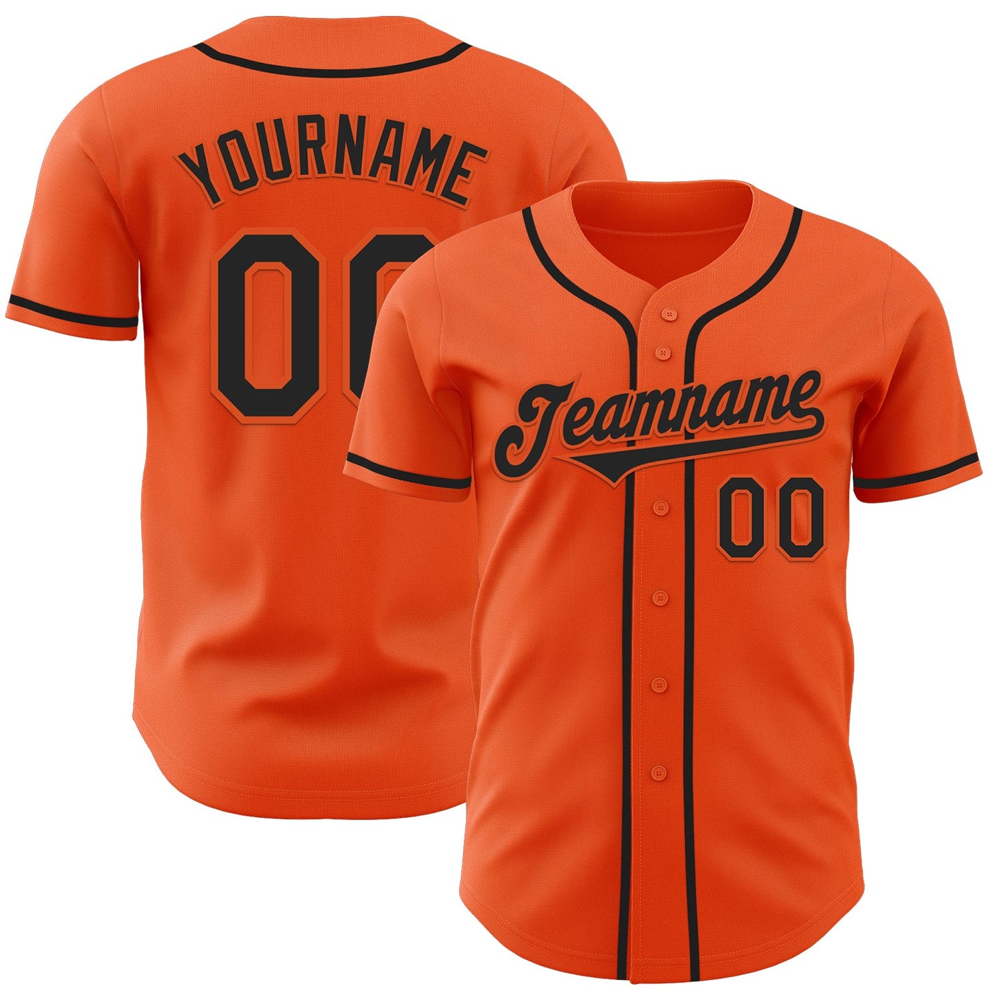 Custom Orange Black Authentic Baseball Jersey - Main View