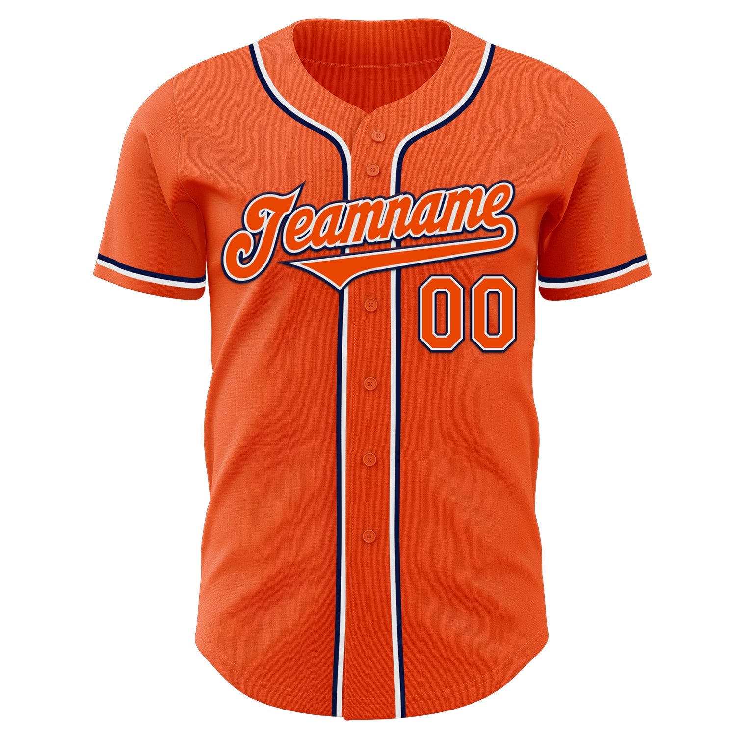 Custom Orange White-Navy Authentic Baseball Jersey view 2