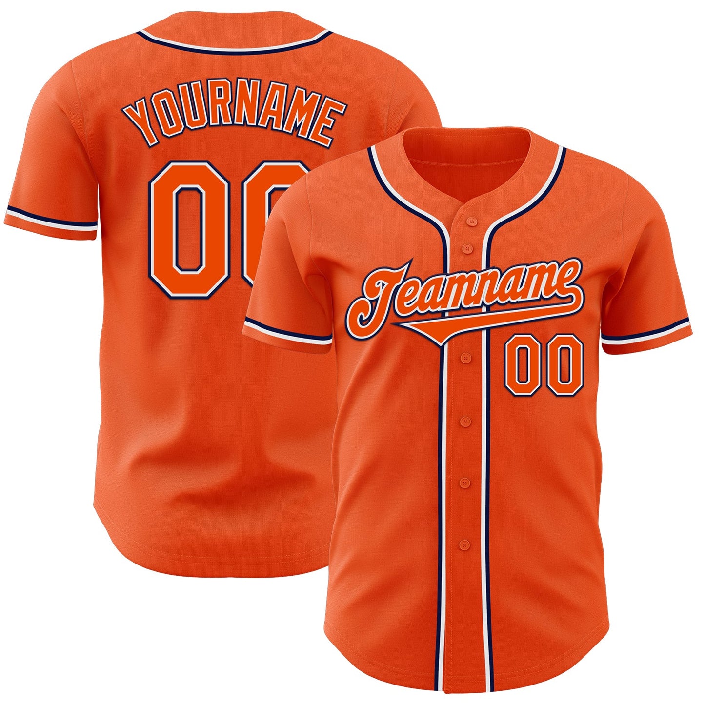 Custom Orange White-Navy Authentic Baseball Jersey - Main View