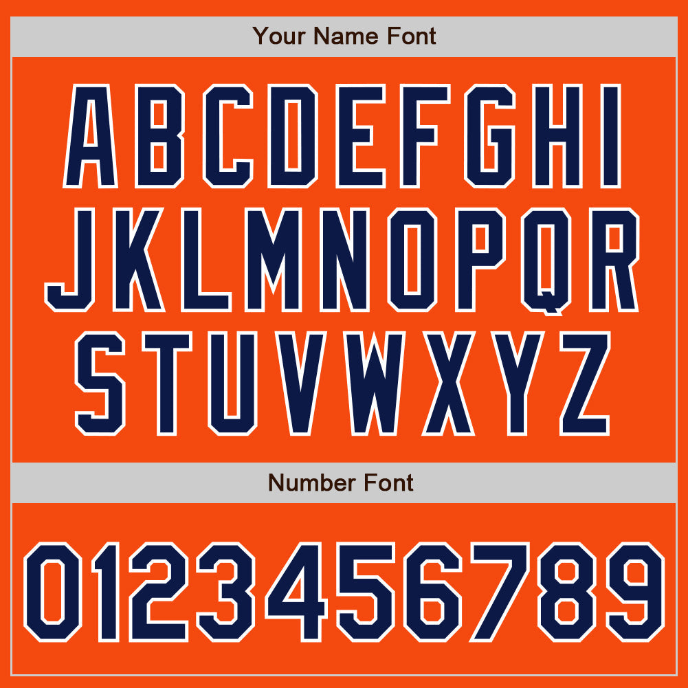 Custom Orange Navy-White Authentic Baseball Jersey view 8