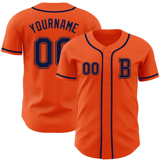 Custom Orange Navy Authentic Baseball Jersey - Main View