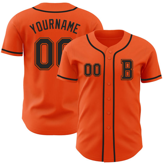 Custom Orange Black Authentic Baseball Jersey - Main View