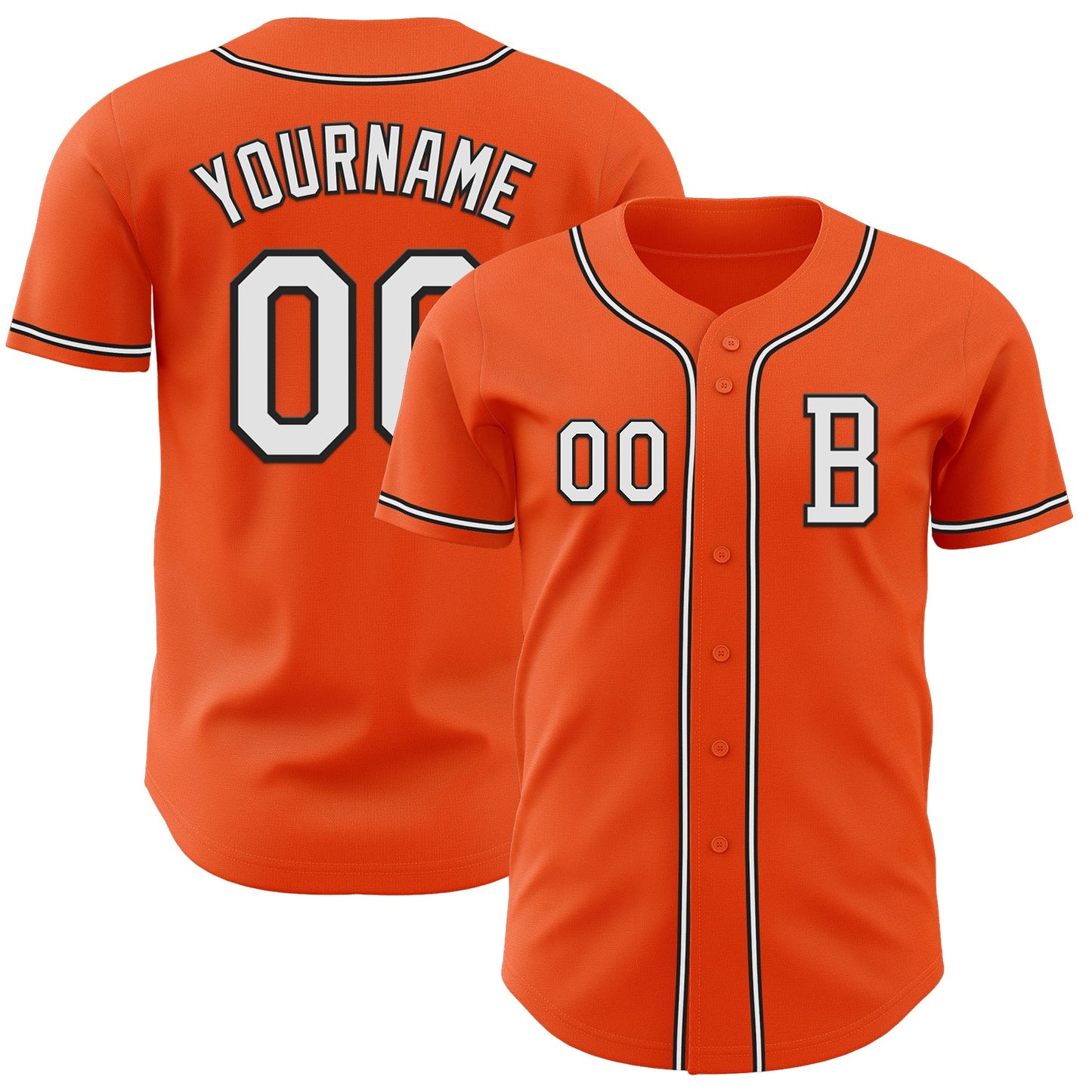 Custom Orange White-Black Authentic Baseball Jersey - Main View