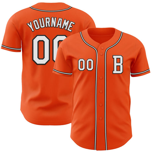 Custom Orange White-Black Authentic Baseball Jersey - Main View