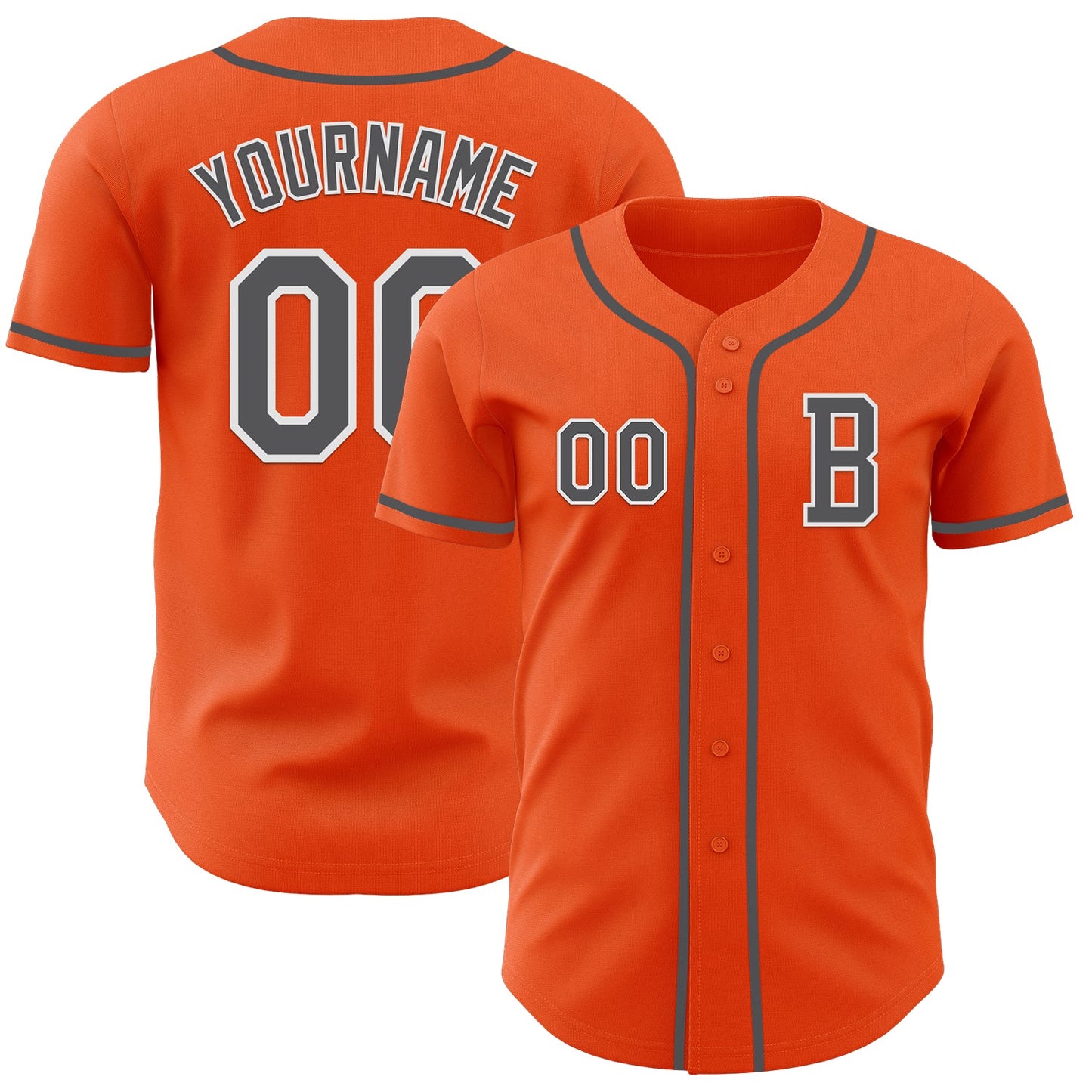 Custom Orange Steel Gray-White Authentic Baseball Jersey - Main View