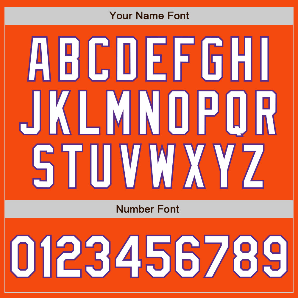 Custom Orange White-Purple Authentic Baseball Jersey view 8