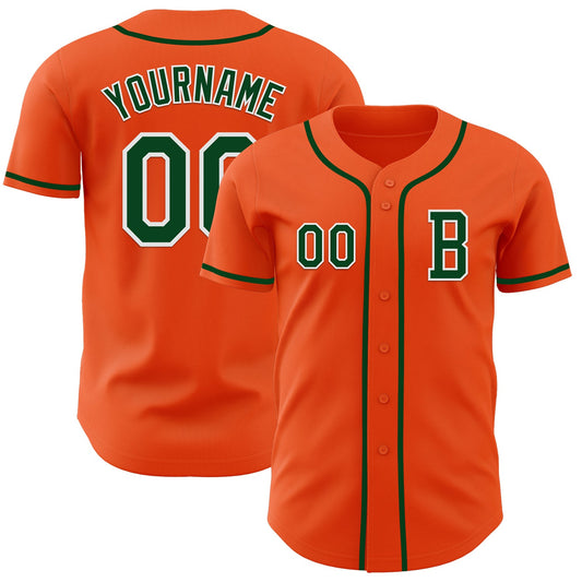 Custom Orange Green-White Authentic Baseball Jersey - Main View