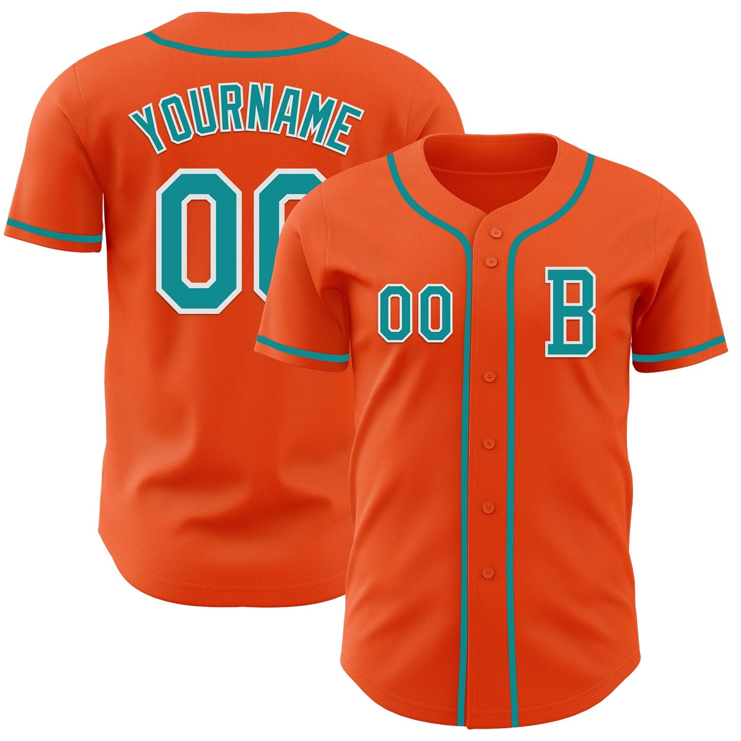 Custom Orange Teal-White Authentic Baseball Jersey - Main View