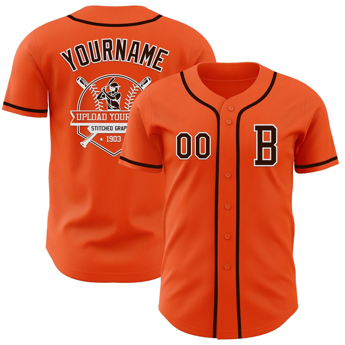 Custom Orange Brown-White Authentic Baseball Jersey view 5