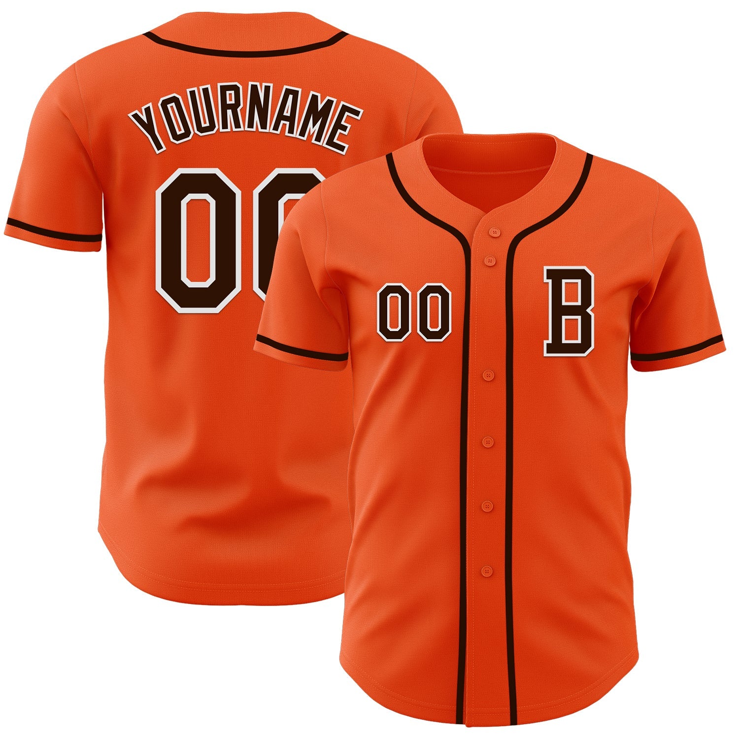 Custom Orange Brown-White Authentic Baseball Jersey - Main View