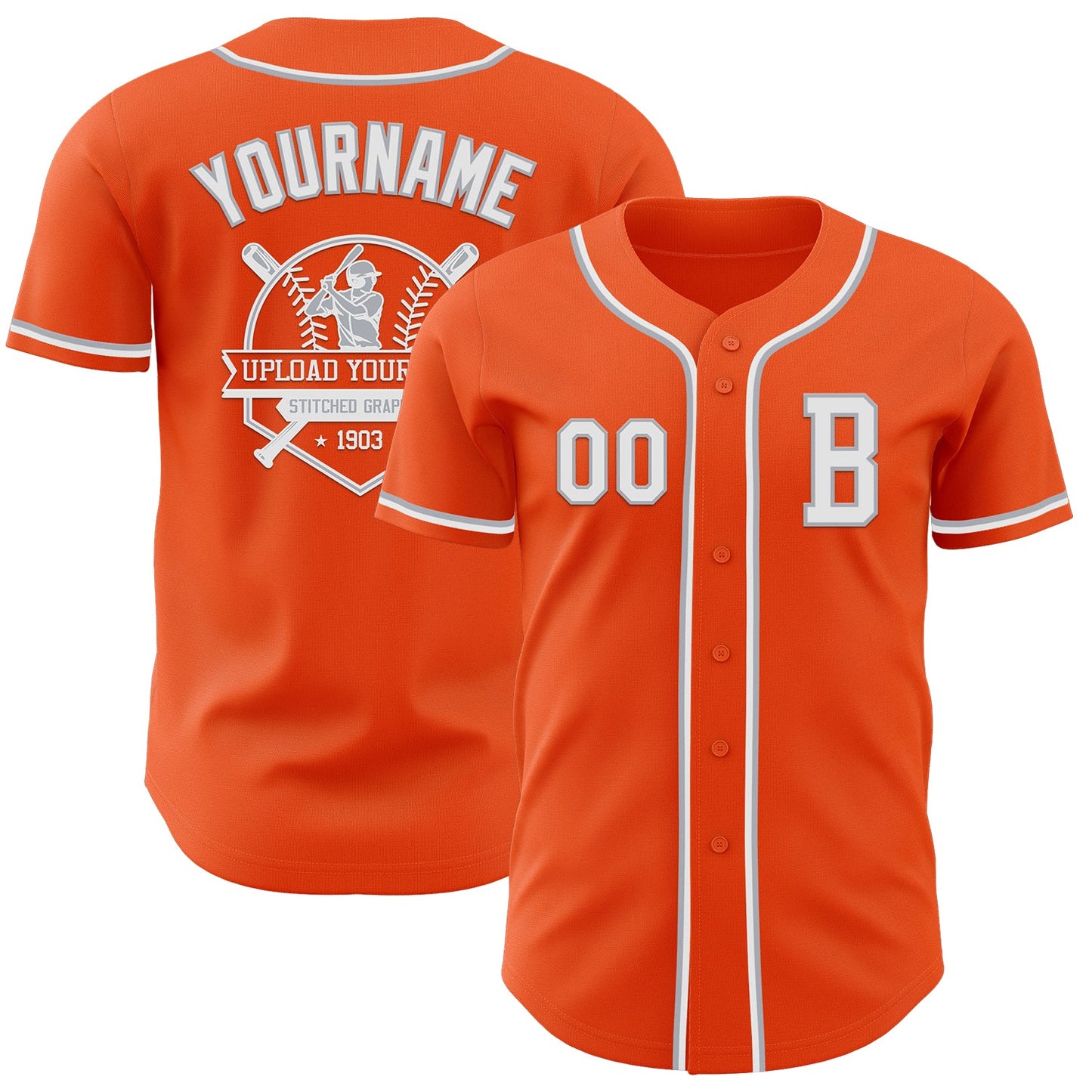 Custom Orange White-Gray Authentic Baseball Jersey view 5