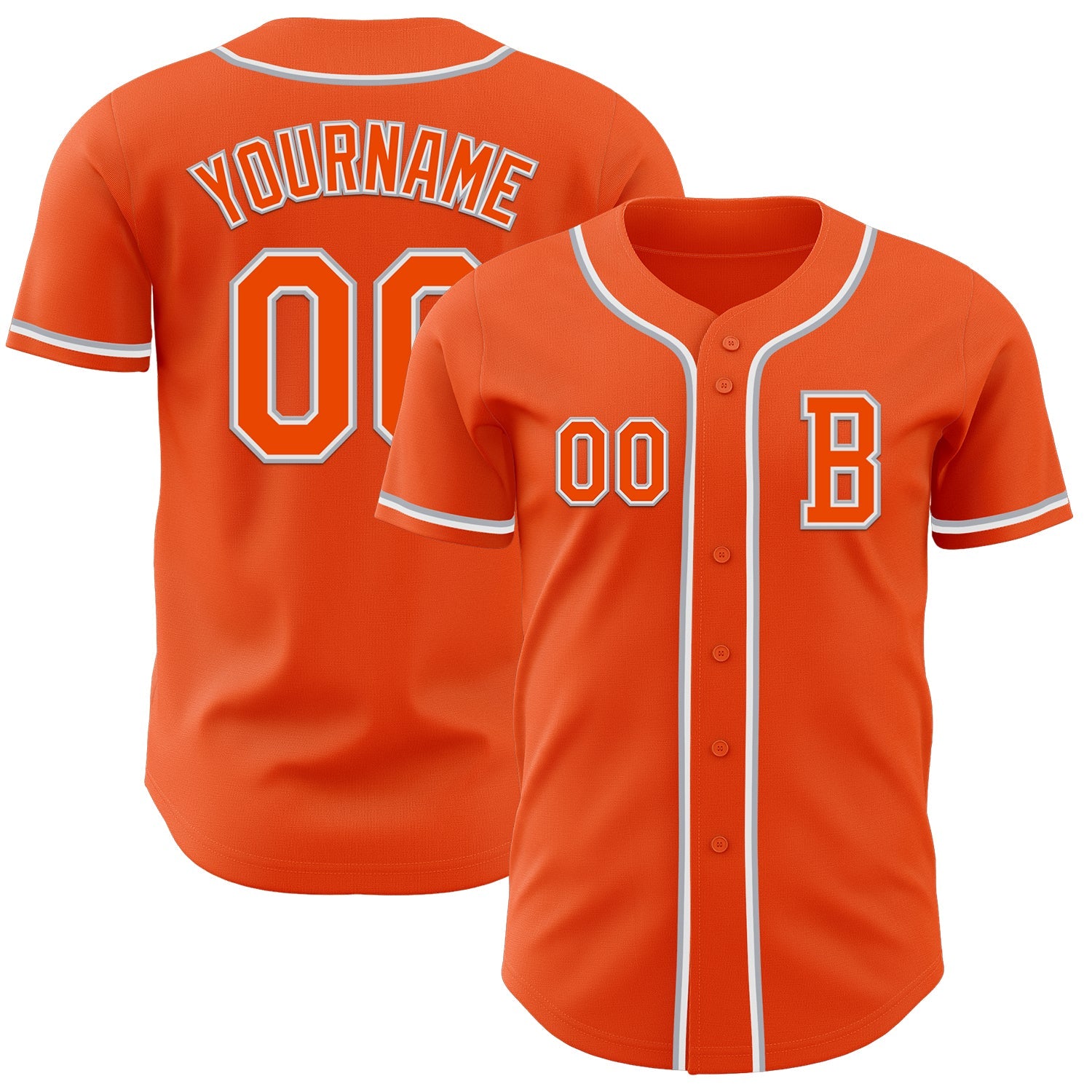 Custom Orange White-Gray Authentic Baseball Jersey - Main View