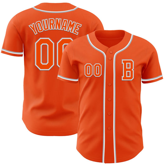 Custom Orange White-Gray Authentic Baseball Jersey - Main View