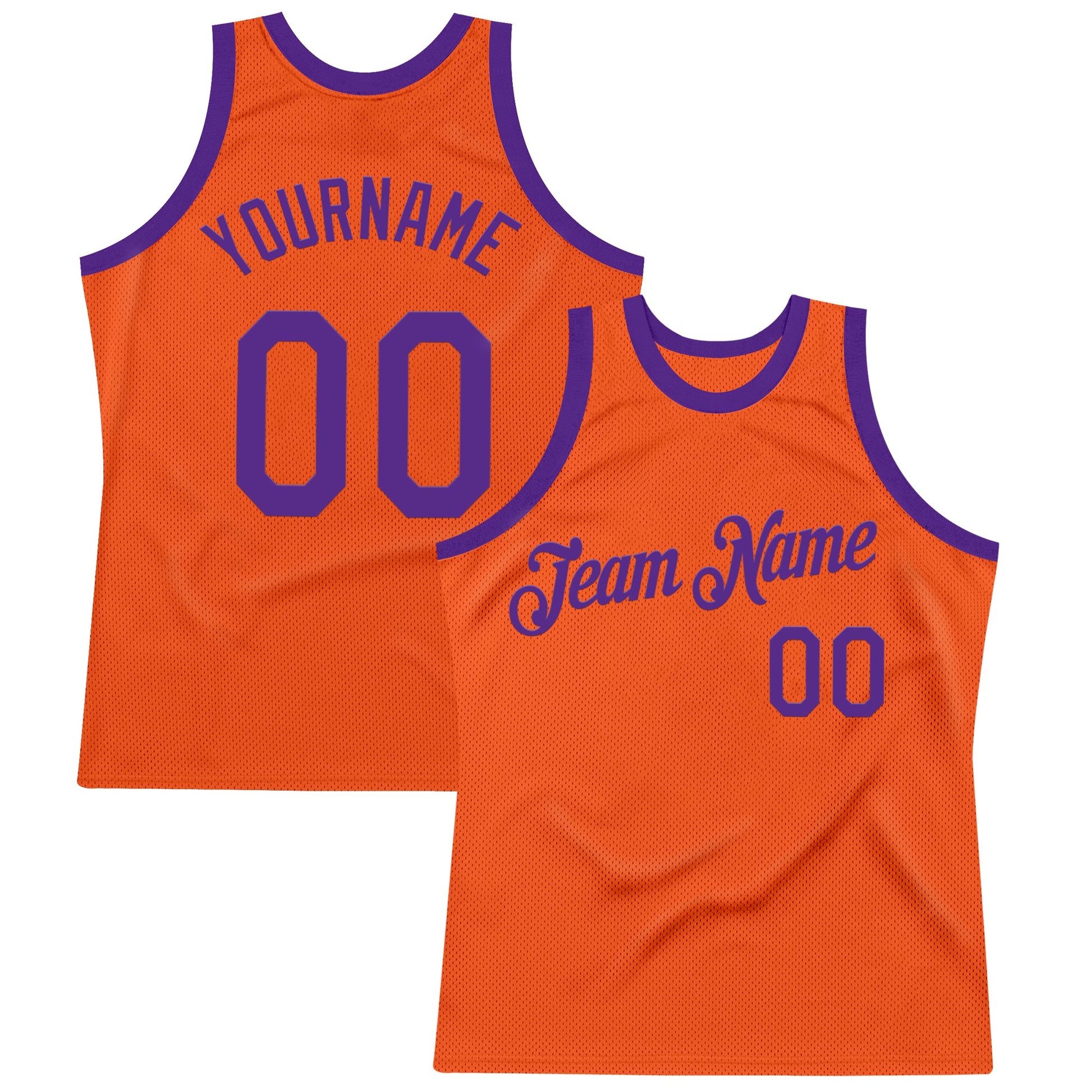 Custom Orange Purple Authentic Throwback Basketball Jersey - Main View