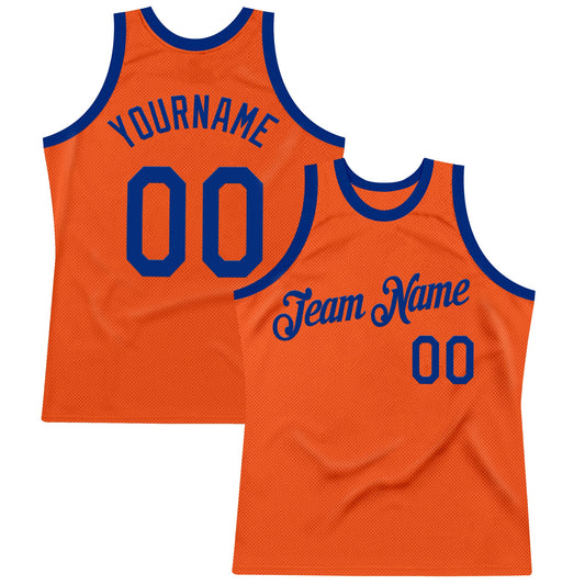 Custom Orange Royal Authentic Throwback Basketball Jersey - Main View