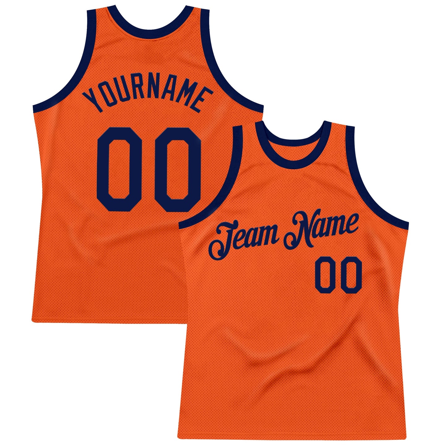Custom Orange Navy Authentic Throwback Basketball Jersey - Main View