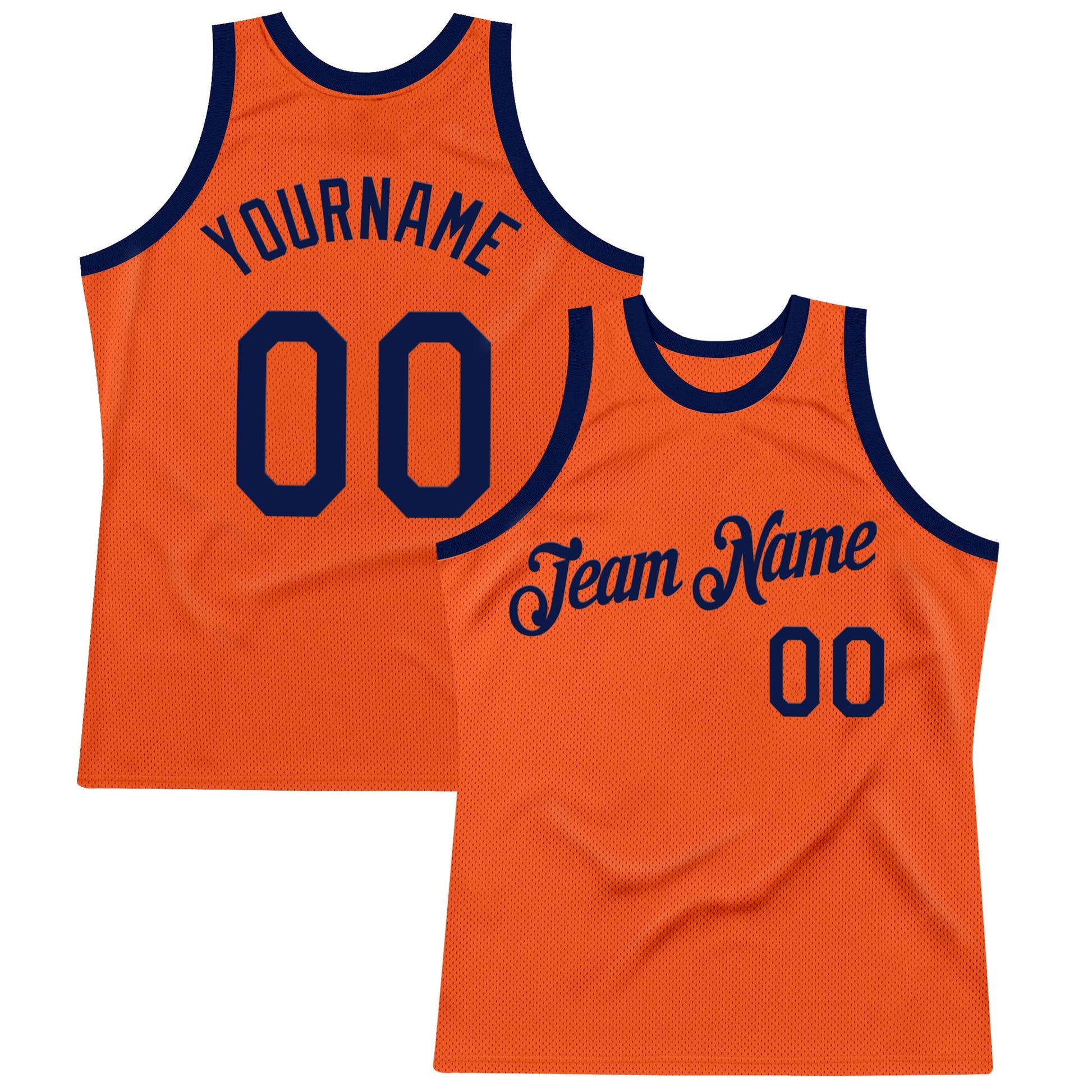 Custom Orange Navy Authentic Throwback Basketball Jersey - Main View